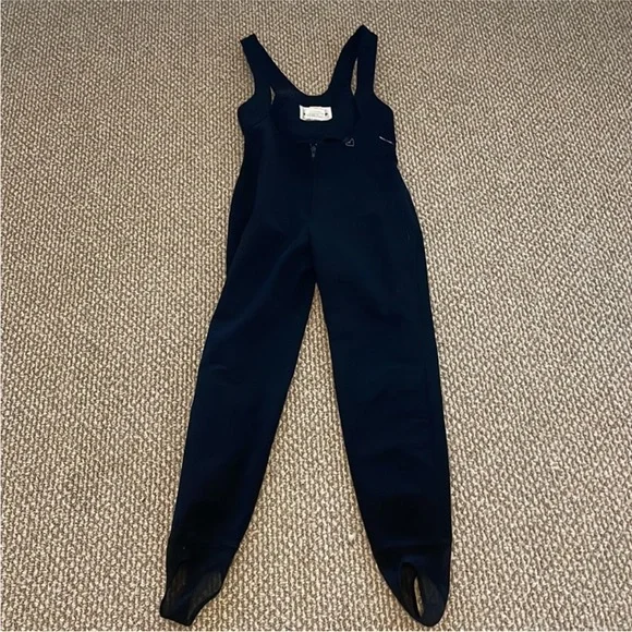 Obermeyer Vintage Black Overall One Piece Bib Stirrup Snow Suit Wool blend 6R - Picture 2 of 7